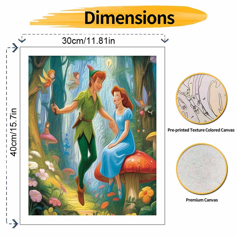 Disney Peter Pan DIY Painting Kit Classic Style Home Decor Craft Gift Idea for Lovers of Fantasy Art Wall Hanging Decor Fun Hobbies 130