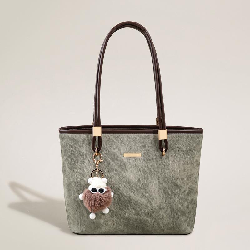 

Винтажная текстура, большая вместимость, сумка-тоут под мышкой, женская сумка 2025, новая корейская версия, модная контрастная цветная сумка через плечо для通勤, тренд оливковый