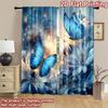 2D flat printing 2pcs Party Curtain Blue Butterfly Flower Fantasy Digital Printed Polyester Drapes Party Decorations for Bedroom