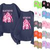 Kids' Fashionable Girls' Lightweight Long-Sleeve Pullover with Pocket Featuring Witch Girl Group Print and Round Neck