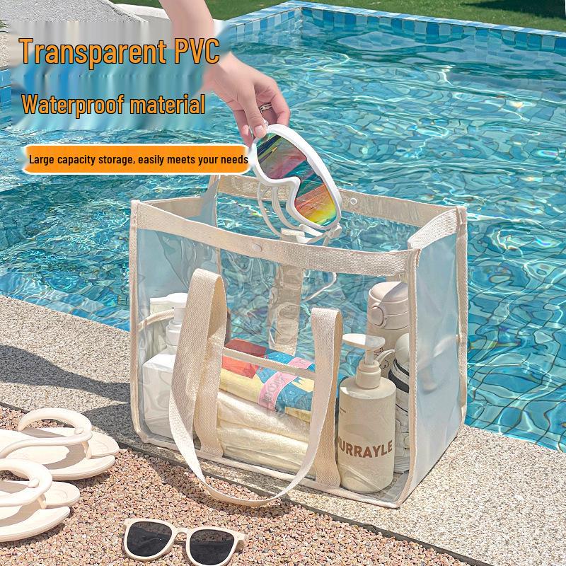 Große wasserdichte PVC-Strandtasche mit Knopfverschluss für Toilettenartikel & Kosmetik – Ideal zum Schwimmen und für den Außenbereich