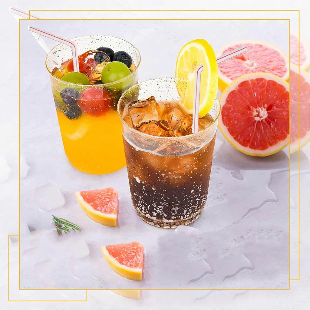 Plastic Straws, 250 Packs of Straws Drinking Plastic Straws Reusable Curly Straws Reusable Straw Multicolor Striped