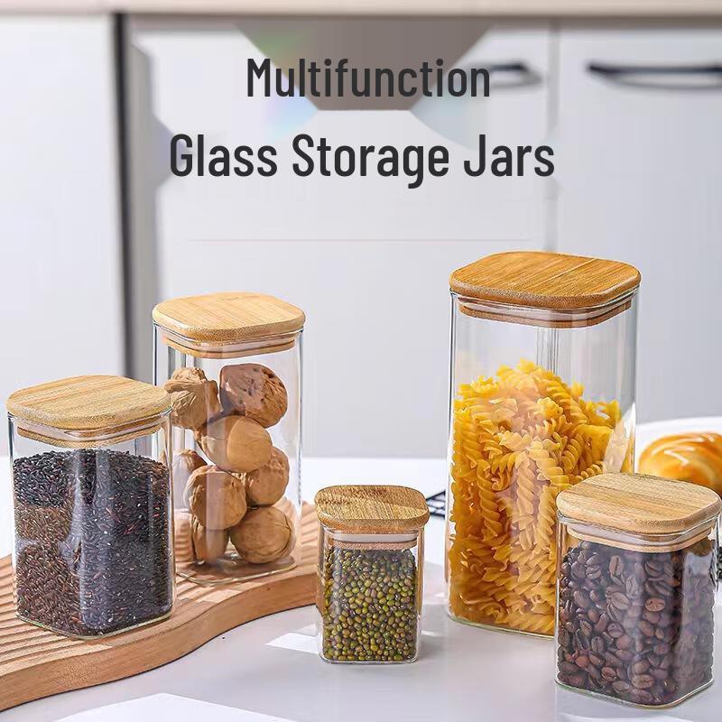 High Borosilicate Square Glass Food Storage Jar