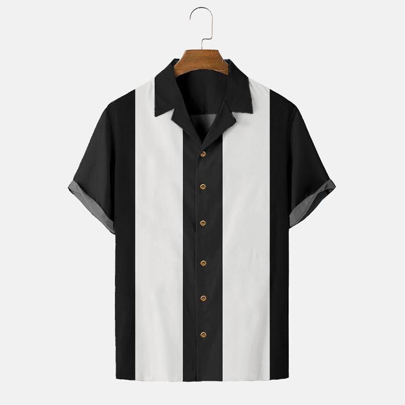 Men's Summer Hawaiian Shirt 3D Stripe Printed Short Sleeved Shirt Holiday Short Sleeved Beach Top T-shirt Men's Large Shirts