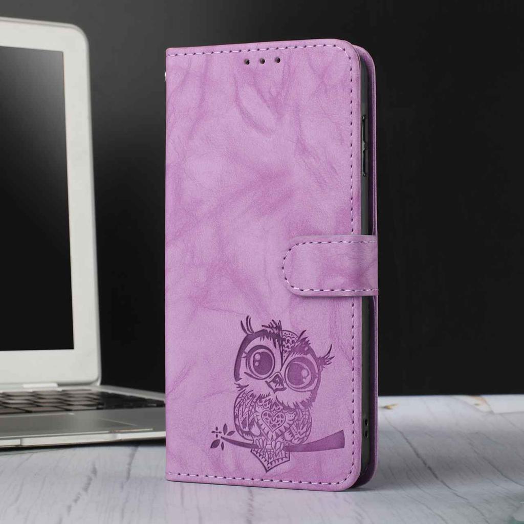 8-Color Owl Embossed Pattern Wallet Case for Samsung Galaxy A12 A15 A26 S20-S25...,Flip Card Design