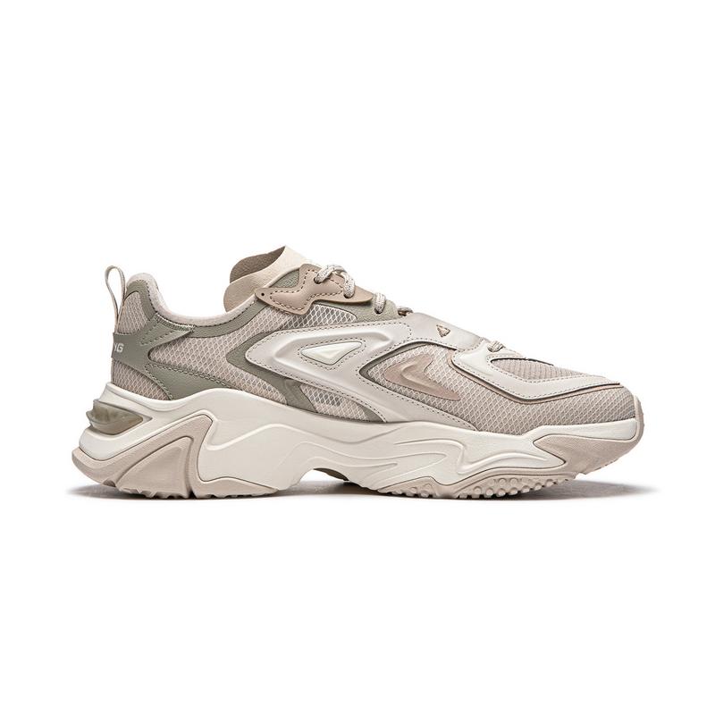 New LiNing CF Tracing Collection Thousand Line Strategy SS Cushioning Rebound Low Top Casual Shoes Men's Oat Gray AGLU141-2