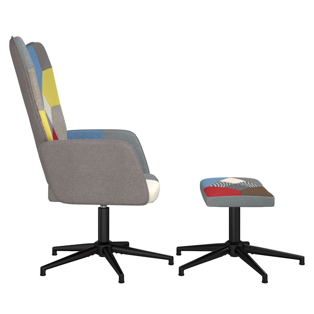 Vidaxl Fotel Z Podnóżkiem, Patchwork, Obity Tkaniną