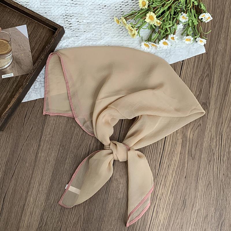 Silk scarf square scarf high-end summer solid color soft fashion scarf with shirt thin scarf scarf shawl
