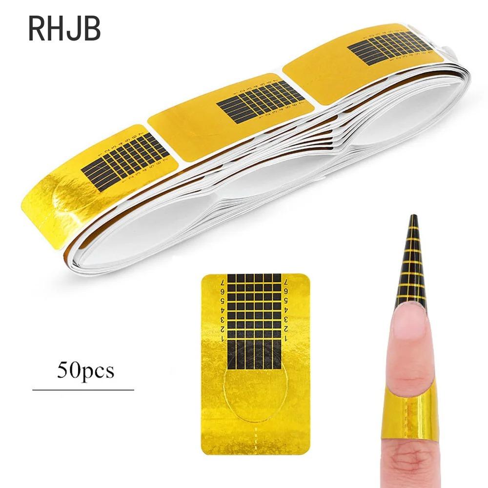 50/100pcs Nail Extension Forms Acrylic UV Gel Manicure French Design Top Stencil Building Sticker Roll for Nail Art E (50pcs)