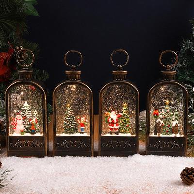 Weihnachts-Kerzenhalter-Szene mit Schneefall-Spieluhr