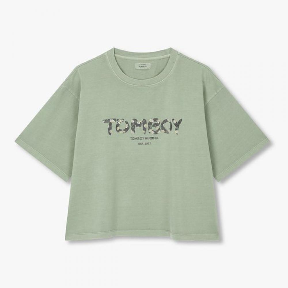STudio Tomboy LeTTering Crop ShorT Sleeve T shirT 9176322972 light khaki/OS