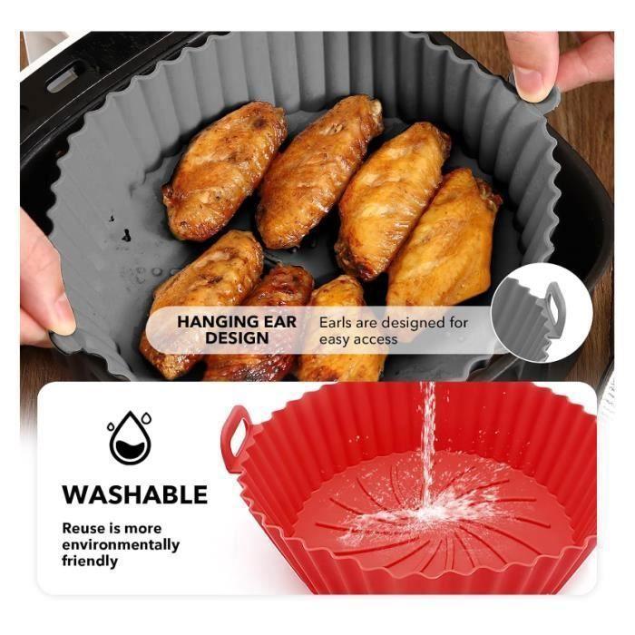 Silikonform - Tillbehör för Air Fryer - 3 Delar - Återanvändbar - Tål Diskmaskin - Röd