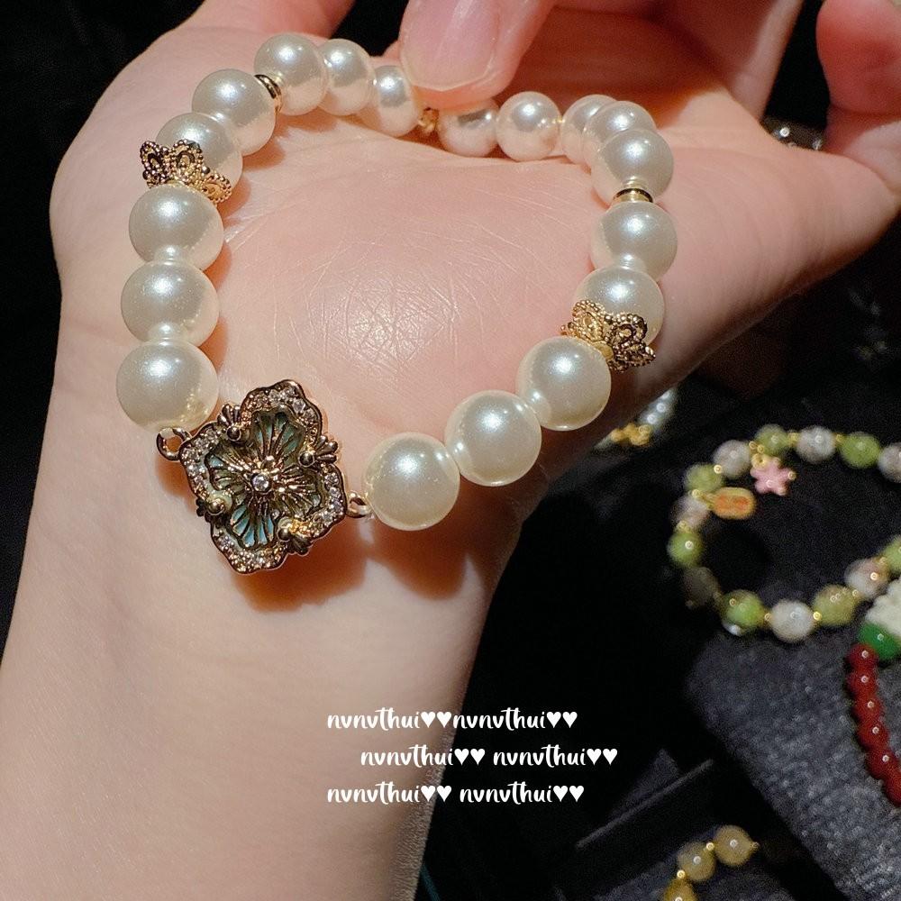 Ancient Flower Thread Screw Tin Tiger Eye Stone Gold Swallowing Beast Bracelet, New Chinese Style, Proverbs Baby Buddha Agate Blessing Bead Bracelet.