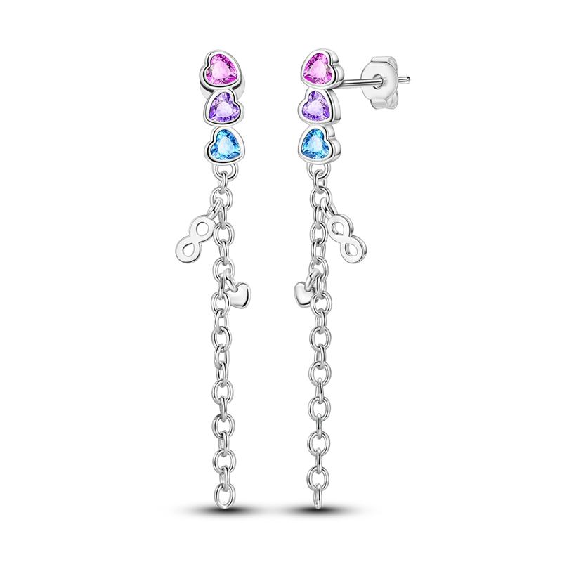 New Tassel Earrings 925 Silver Butterfly Snowflake Star Moon Tassel Ear Studs For Women Fine Engagement Birthday Jewelry Gifts