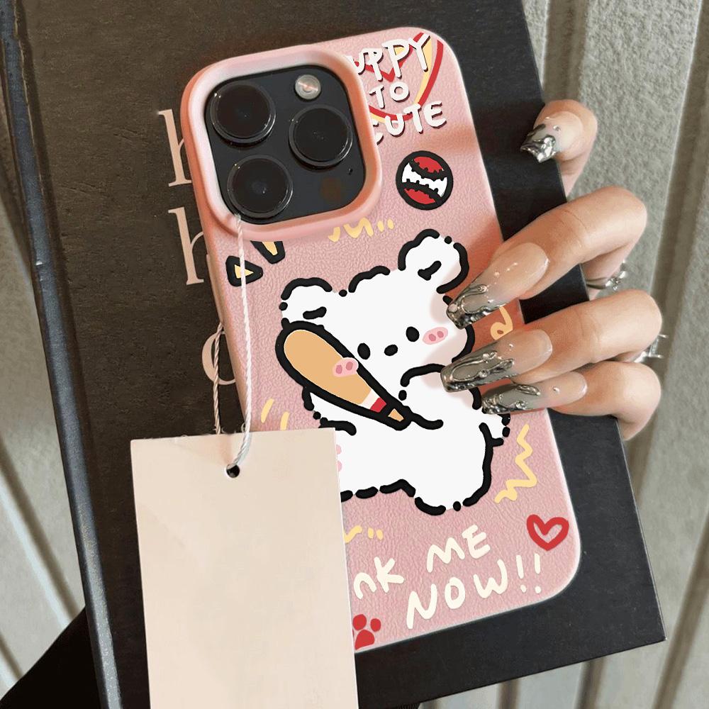 Luxury Soft Leather Phone Case For iPhone 16 Pro Max  Funda iPhone 15 13 11 14 Plus 12 16promax 15promax 13promax Cartoon Covers