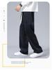 Men's Checkerboard Corduroy Wide-Leg Pants - Casual, Loose Straight Fit for Spring and Summer