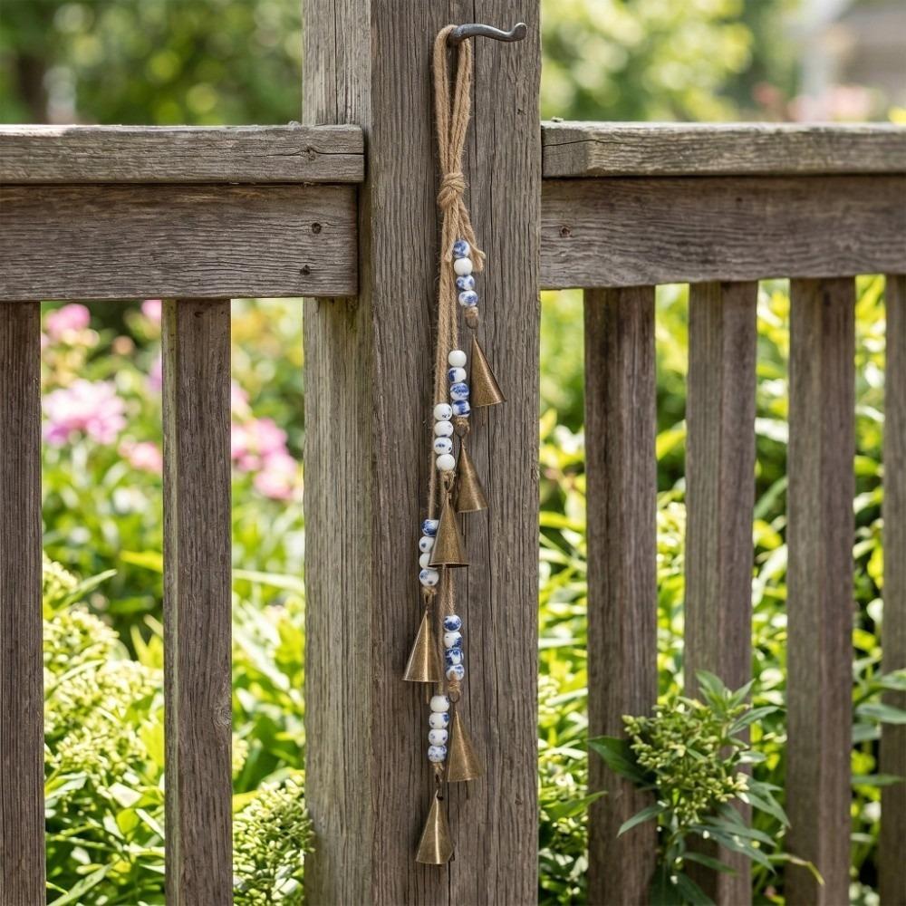 16.93in Rustic Metal Cowbell Built-in Metal Clapper Indoor Outdoor Decor Bell Window Decoration