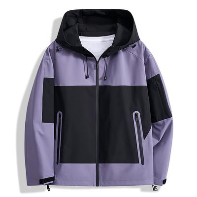 Men and Women's Autumn Spring and Autumn Thin Hooded Jacket Contrasting Color Youth Casual Loose Outdoor Camping Windproof Jacket
