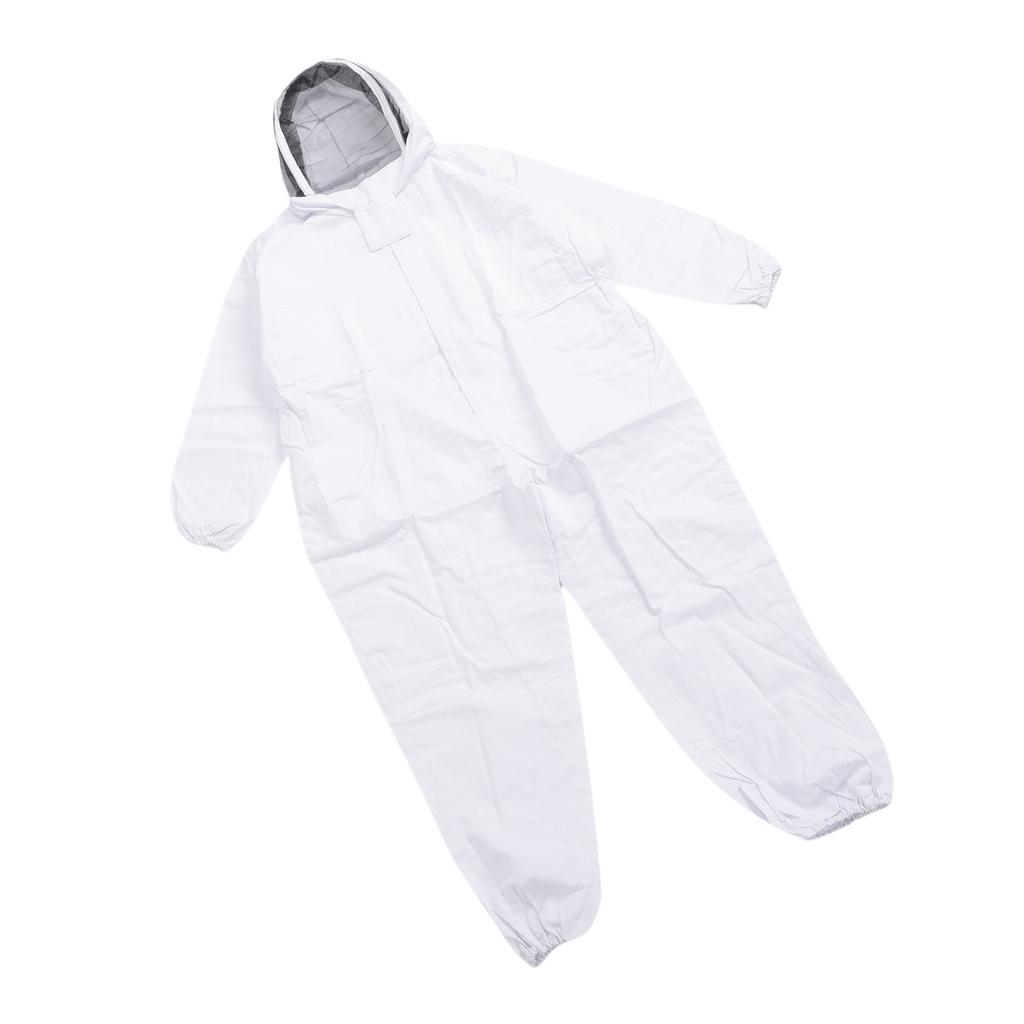 Bee Suit for Men Women Nylon Full Body Protective Beekeeping Outfit with Ventilated Hood for Beekeeper White