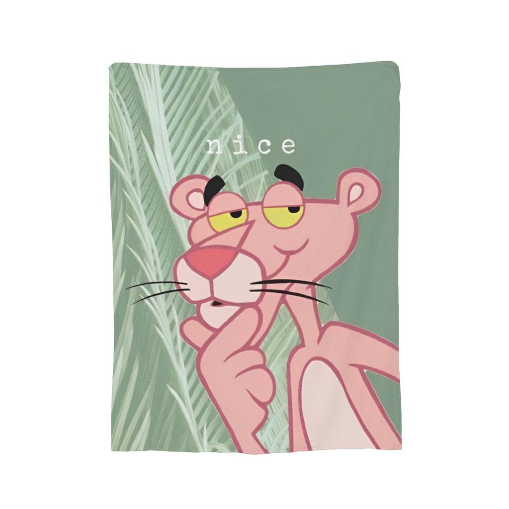 Pinks Panthers Cartoon Flannel Throw Blankets Leopard Head Blanket for Sofa Office Lightweight Thin Bedding Throws,