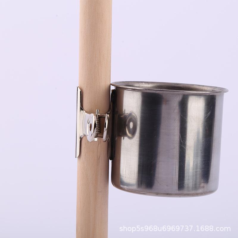 Stainless Steel Parrot Food & Water Double Clamp Cup for Starlings & Mynas - Bite-Resistant Feeder