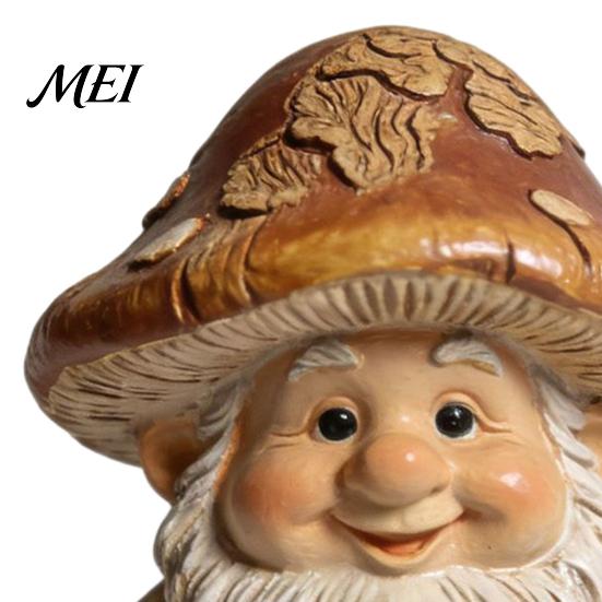 Garden Gnome Statue Mushroom Cap Statue, Resin Figurine, Retro Dwarf Decor Cute Sculpture for Patio Yard Indoor Table Decoration Creative Fairy