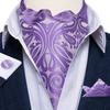 Mens Ascot Silk Cravat Blue Paisley Tie Handkerchief Cufflinks Set Formal Party