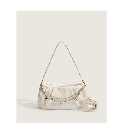 New Fashion Trendy Versatile Chain Pleated Design Twist Shoulder Strap Korean Single Shoulder Crossbody Women's Bag Factory Straight
