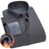 Herbst/Winter Warmes Hemd Herren Langarm Mittleren Alters und Fleece Dickes Hemd Herren Casual Dad Streifenhemd