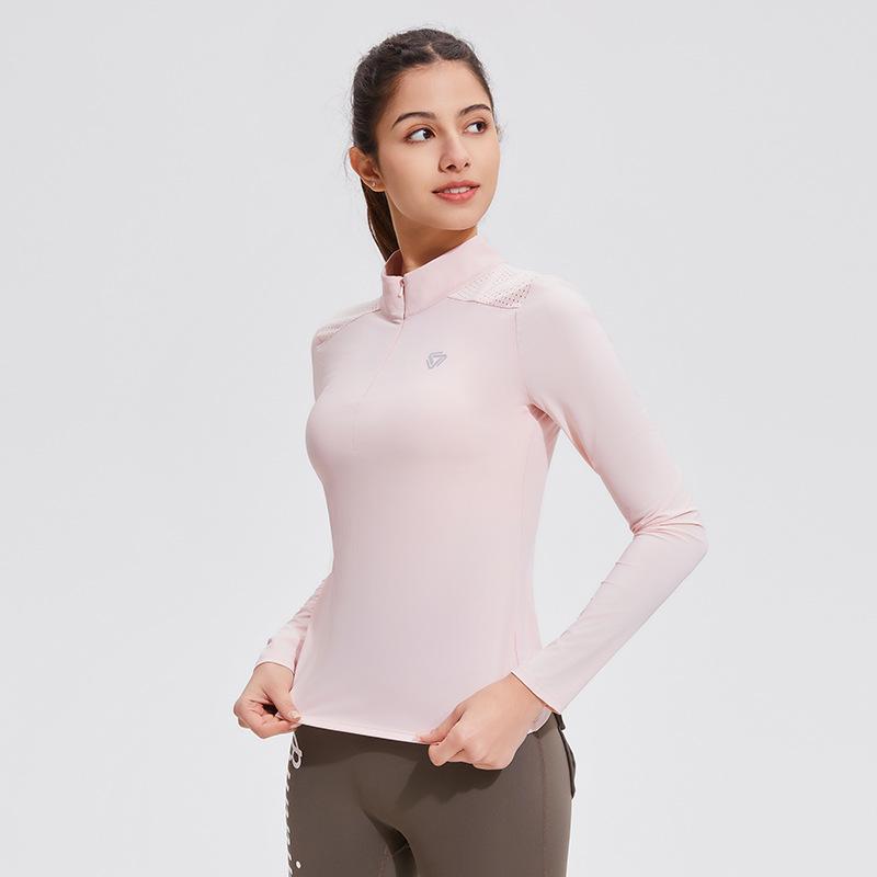 

Женская быстросохнущая джерси для гольфа и бега с длинным рукавом и воротником-стойкой на молнии до середины L