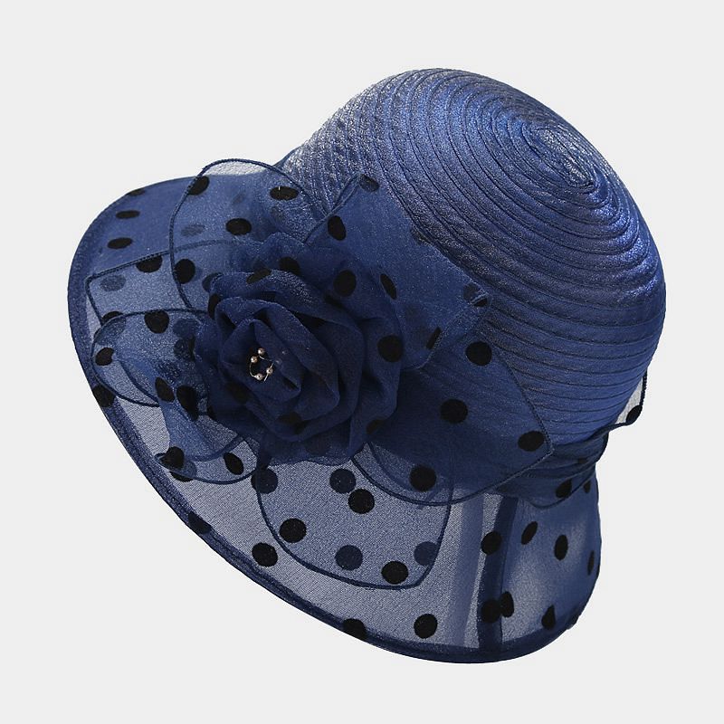 Bucket Hat Women Spring Summer Middle-aged and Elderly Organza Flower Pot Hat Elegant Sun Hat Sun Protection Breathable Mother Cool Hat