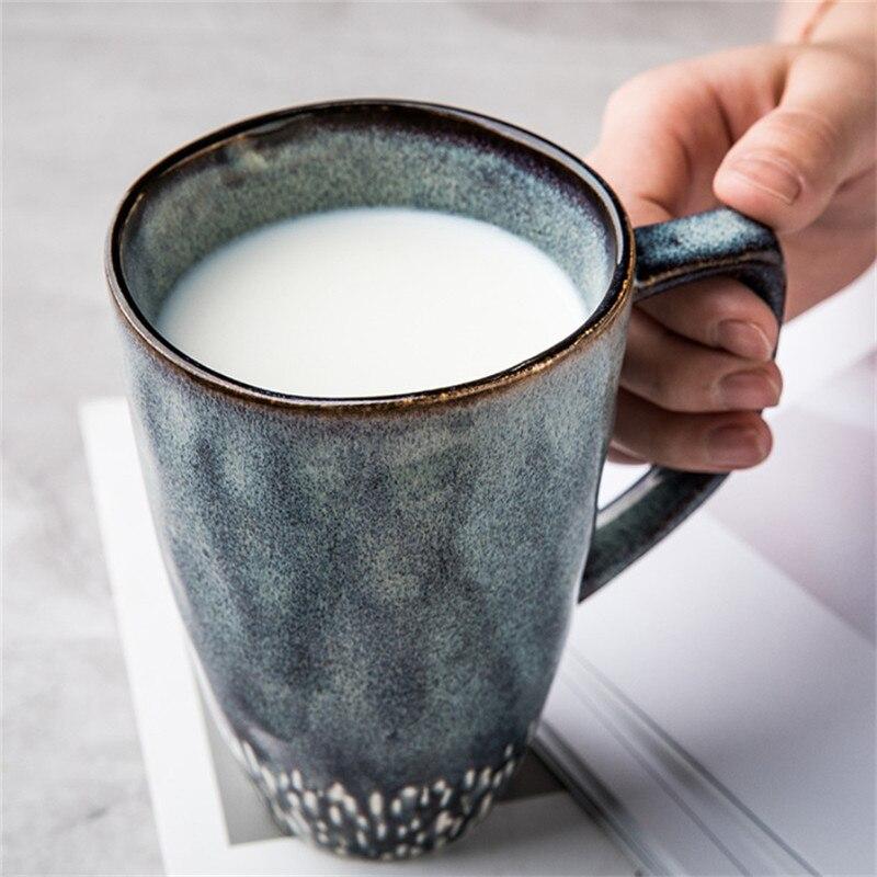 Evropský keramický hrnek na kávu Kiln Change Glaze Retro Hrnek na snídani na mléko Velkokapacitní ručně malovaný kancelářský šálek na čaj