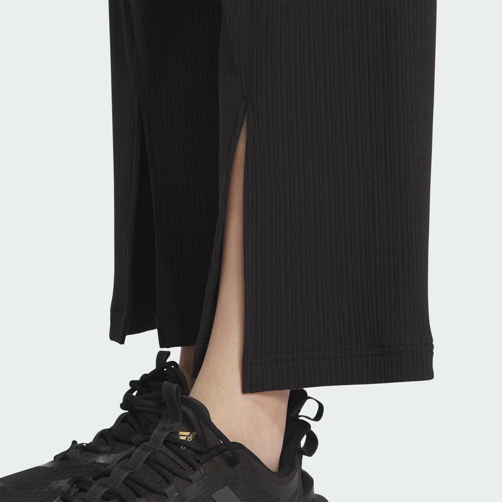 Adidas Lounge Wide Leg Knit Joggers Women Bottoms Black JJ3604