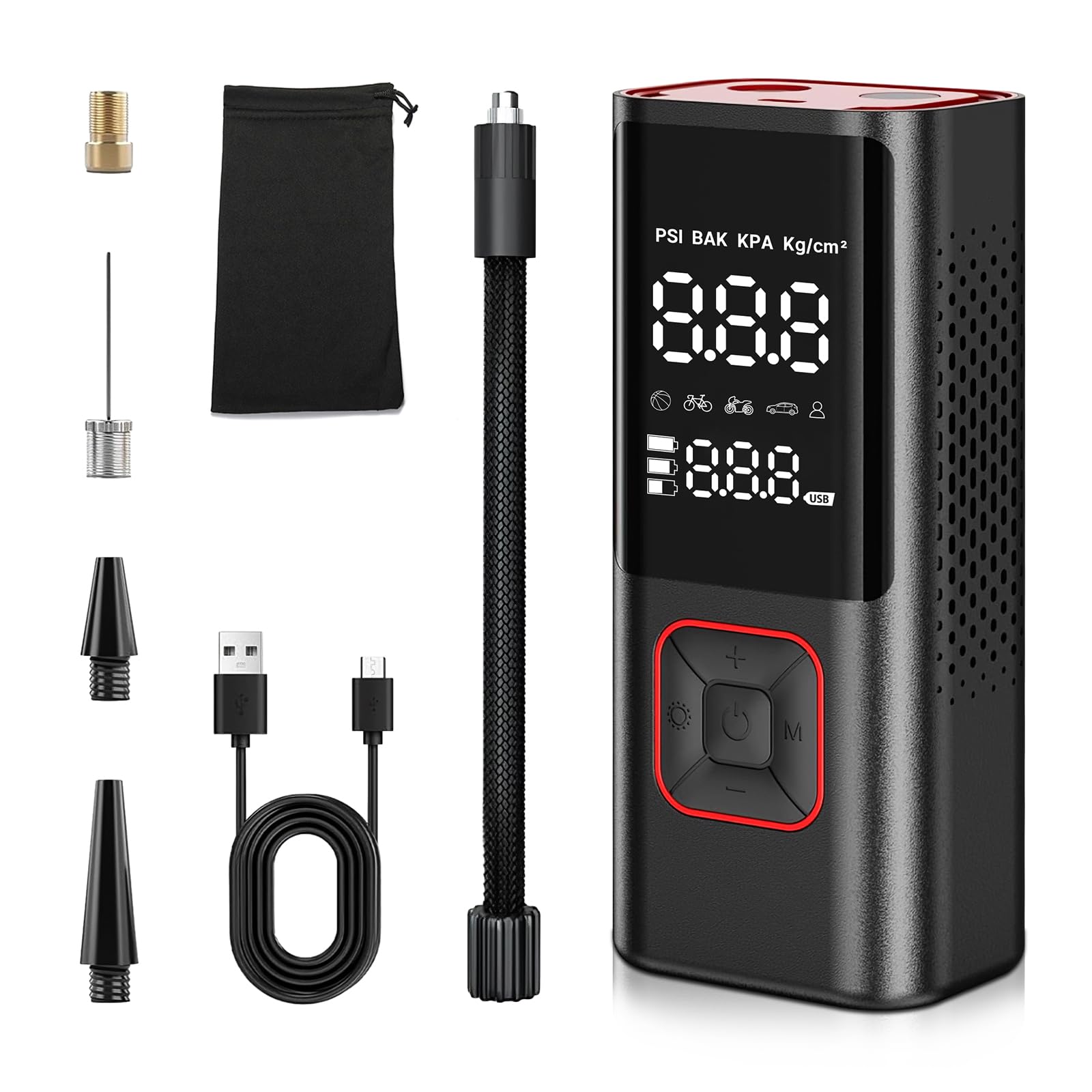 

Электрический велосипед Kemiuu Большой 150 фунтов на кв. дюйм Максимальное Настраиваемое Накачивание Автоматический Выходной Порт для Быстрого Совместим с и Включает Хранение и Японский