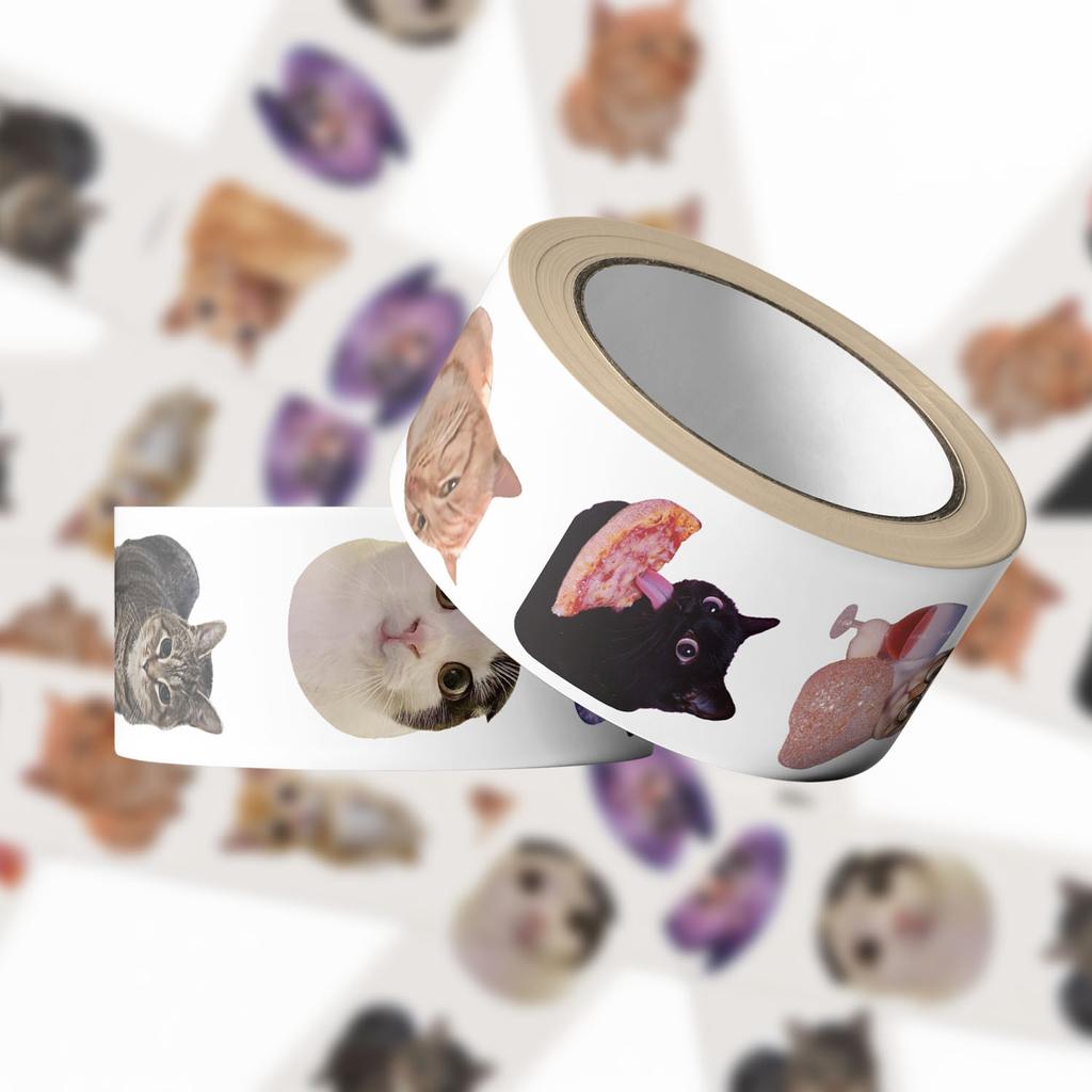 500 Bilder/Rolle Rollenaufkleber Heißer Punkt Cartoon Katze Ausdruck Handbuch Material Dekorativ Umschlag Mund