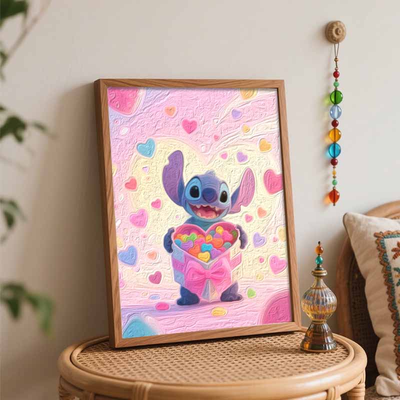 Disney Stitch Heart Gift Painting by Numbers Hand Filled Drawing Art Kit Home Decor