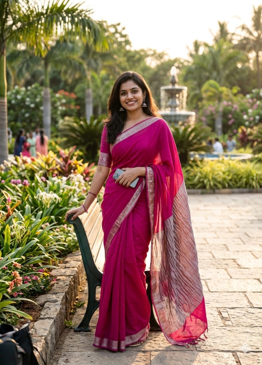 Magenta Embroidered Saree for Women | Floral Zari Work Indian Wedding Saree | Party Wear Ethnic Sari with Unstitched Blouse Free Size