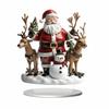 Elk Snowman Christmas Scene Ornaments 2D Flat Santa Claus Statue Ornaments  Gifts