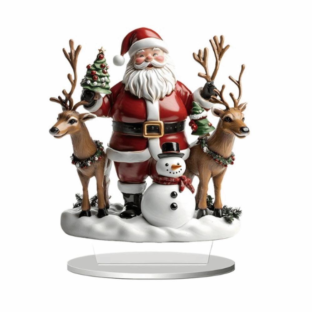 Elk Snowman Christmas Scene Ornaments 2D Flat Santa Claus Statue Ornaments Gifts
