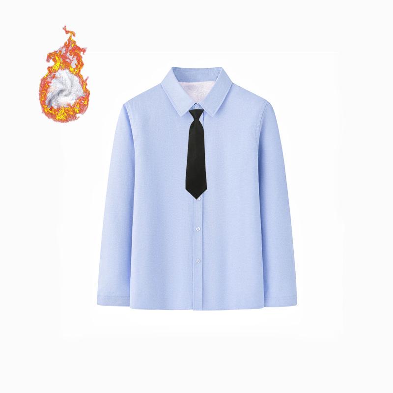 Kids' Fleece-Lined White Shirts and Thick Autumn/Winter Outfits
