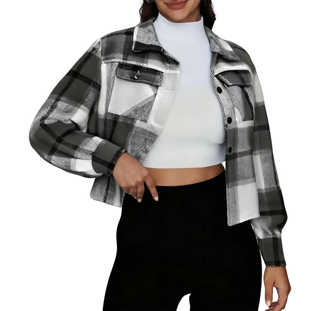 Women's Fashion Plaid Short Jacket