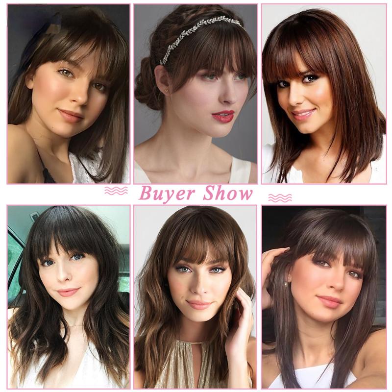 Synthetisches Topper-Haarteil, falscher Pony, Clip-In-Pony-Verlängerung, natürlicher, gefälschter Pony, unsichtbares Clourse-Haarteil für Frauen