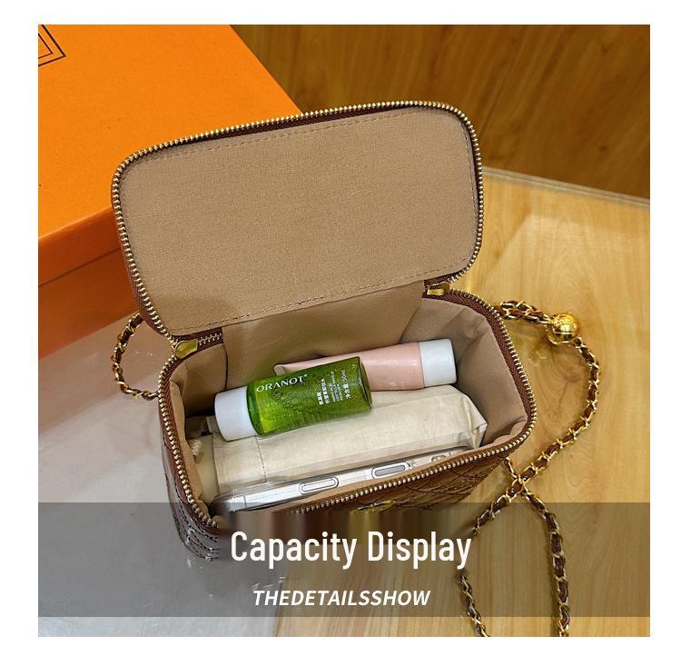 Elegant Shiny PU Diamond Lattice Chain Shoulder and Crossbody Handbag for Women