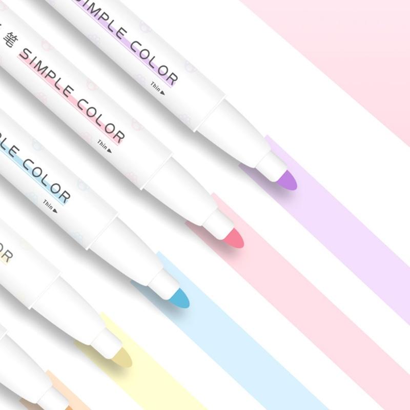 Double Ended Fluorescent Markers Gentle Color Designs Reduces Eye Strain Smooth Writing for School Office Supplies