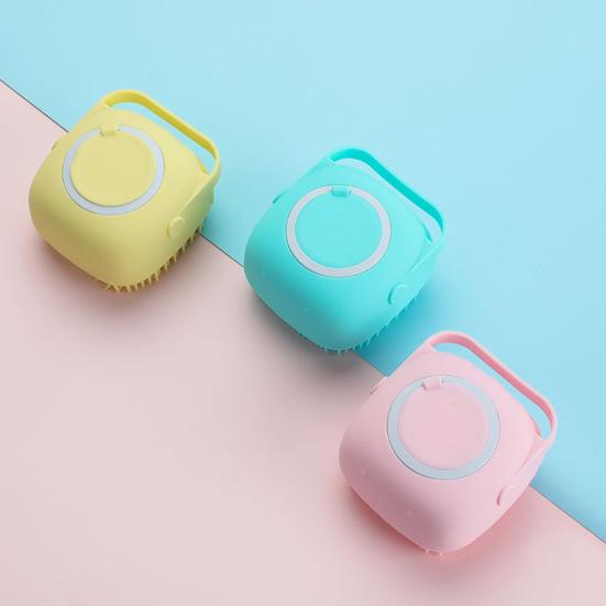 Bath Brush Non-slip Handle Multifunctional Silicone Baby Shower Scrubber Dispenser for Infant