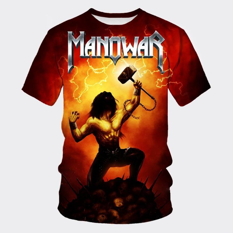 MANOWAR Rock Hip-hop Band 3D Print Sports Quick-dry Breathable Men T-shirt Street Casual Fashion Short-sleeve Clothing Summer