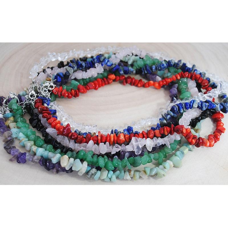 Natural Healing Stones Gravel Beads Short Necklace Female Jewelry Gravel Choker Necklace Holiday Party Necklace for Girl