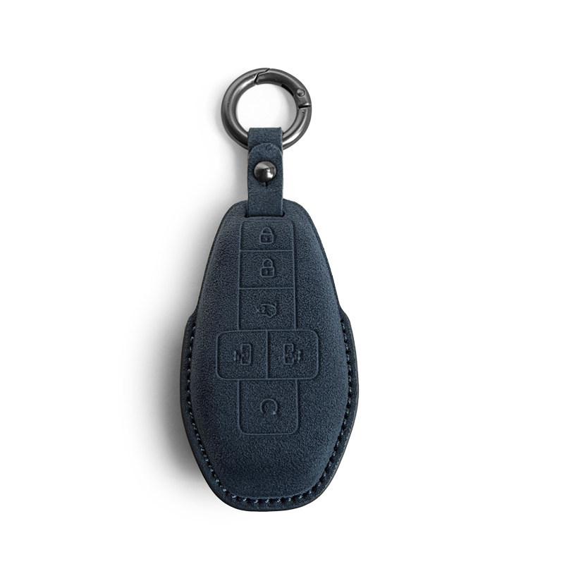 Suede Key Cover for 25 Denza D9: Protective Shell with Buckle, High-End Interior Accessory.