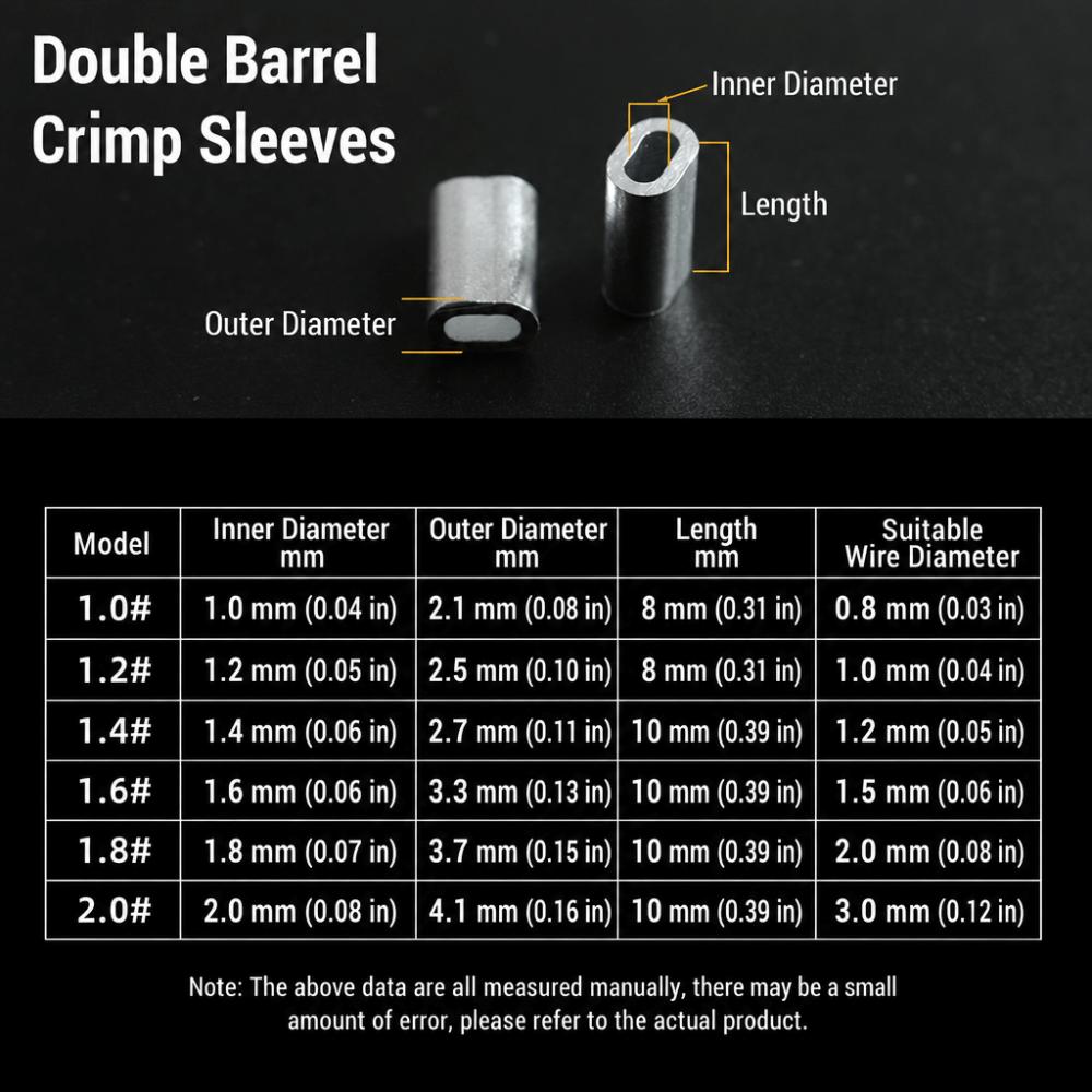 200/250/300/500PCS Single Barrel Fishing Crimp Sleeves  Fishing Accessories