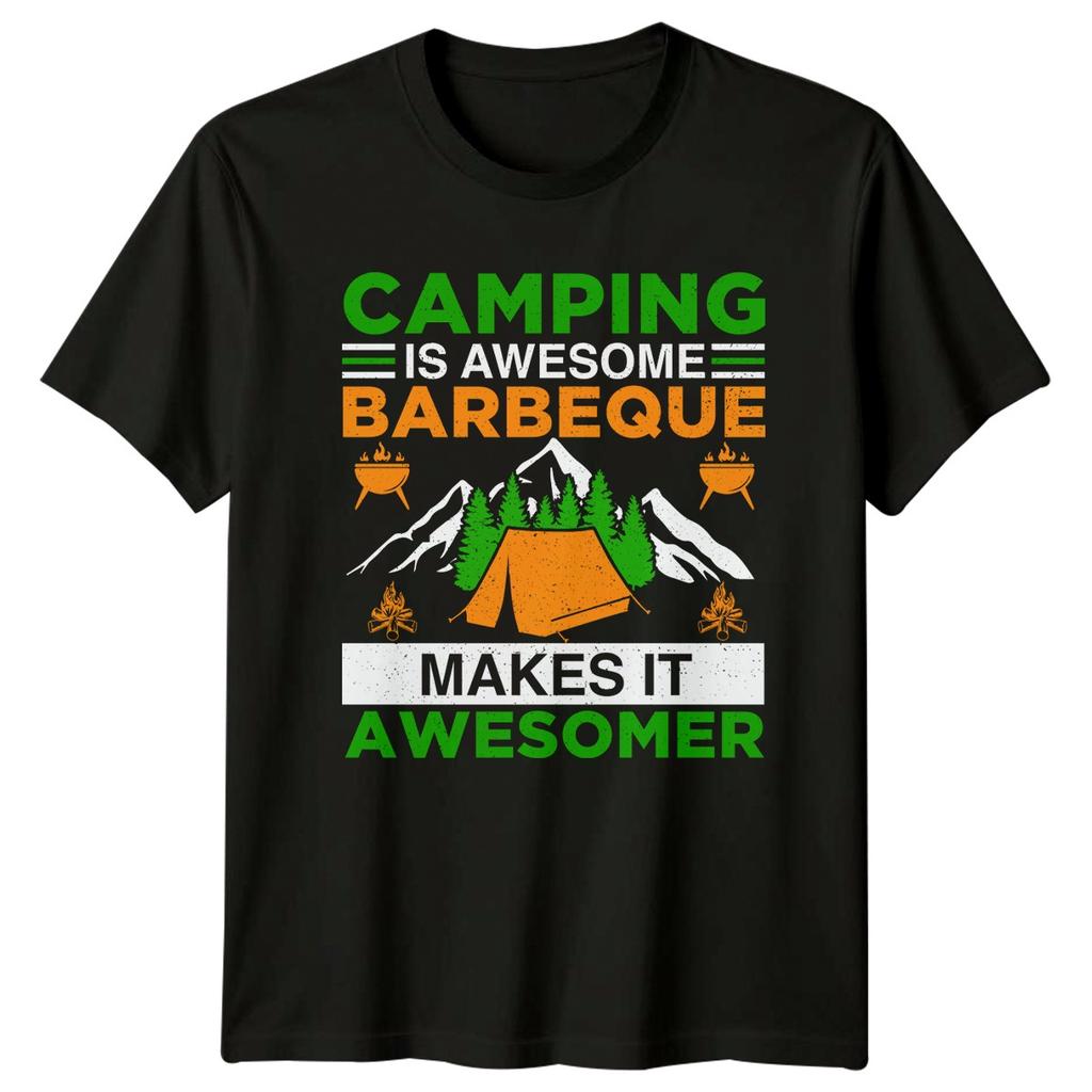Camping Is Awesome Barbeque Makes It Awesomer TShirt Gift For Him And Her